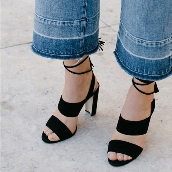 Madewell The Octavia Tassel Sandal Black Suede Womens Size 8.5 Ankle‎ Strap - Picture 1 of 8